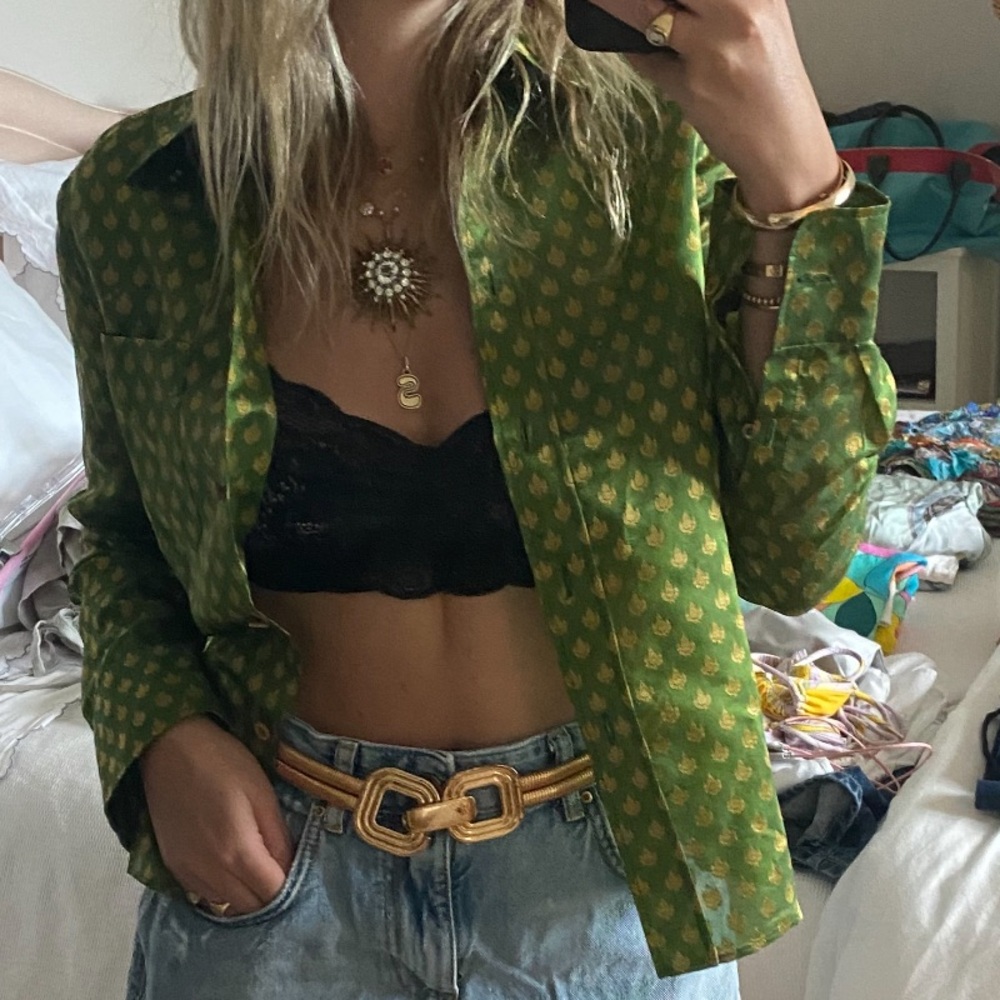 Vintage green shimmer Miu Miu shirt